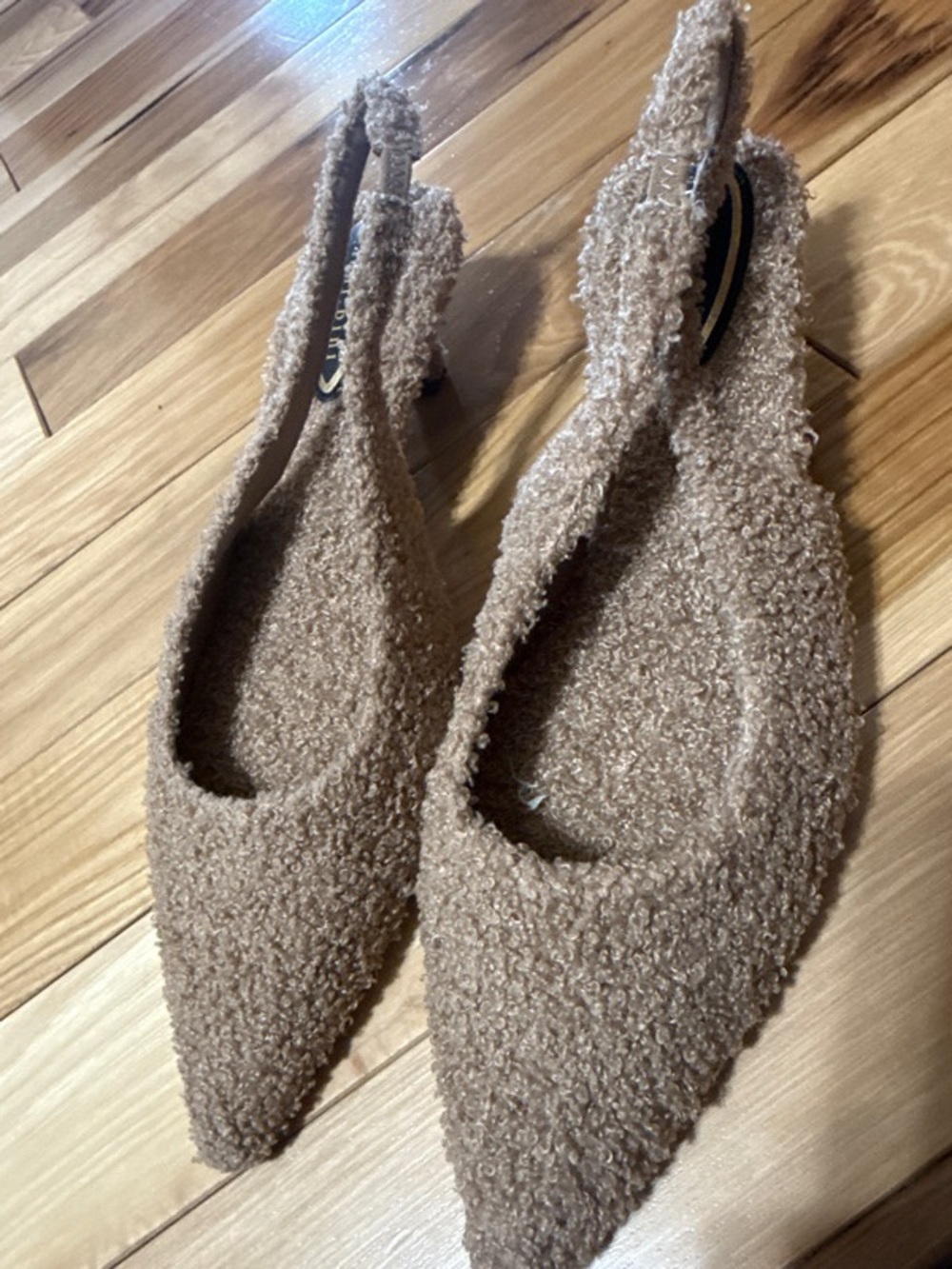 Britnie Faux Shearling Kitten Heels Slingback Pumps - Picture 4 of 6